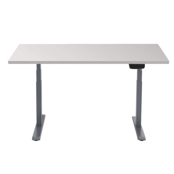 Bureau motorisé assis-debout avec Plateau blanc et Pied gris 120x75cm, Hauteur 62-128cm