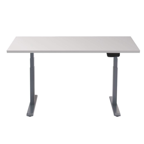 Motorized sit-stand desk with white top and gray leg 120x75cm, height 62-128cm
