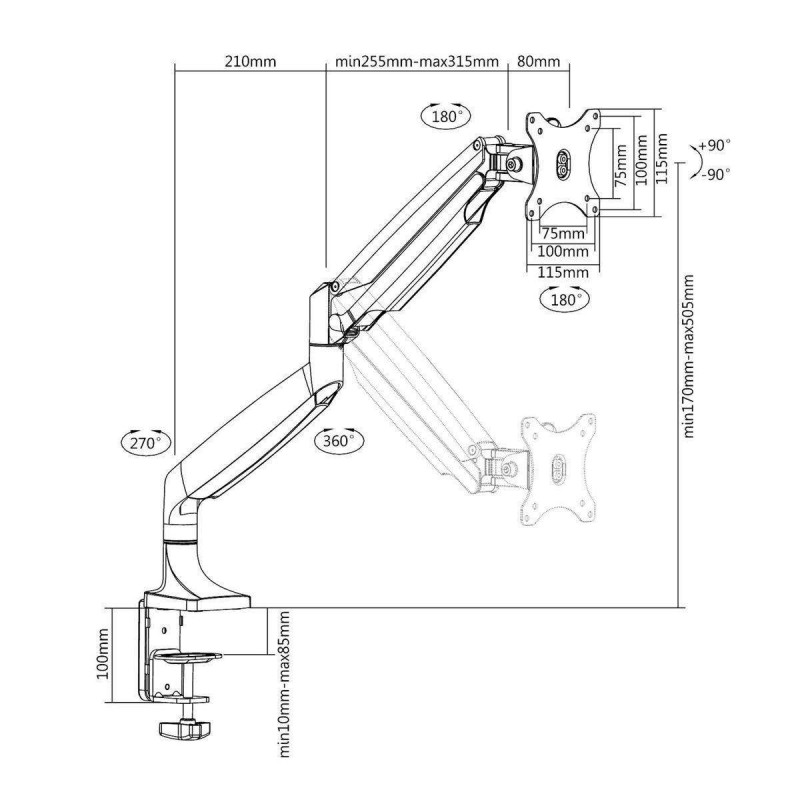 Support moniteur PC KIMEX Support écran PC 13-32, double bras