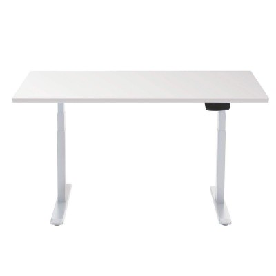 Bureau motorisé assis-debout avec Plateau blanc et Pied blanc 120x75cm, Hauteur 62-128cm