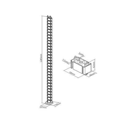 Goulotte passe-câbles verticale articulée Kimex 070-1012 Longueur 130cm Noir