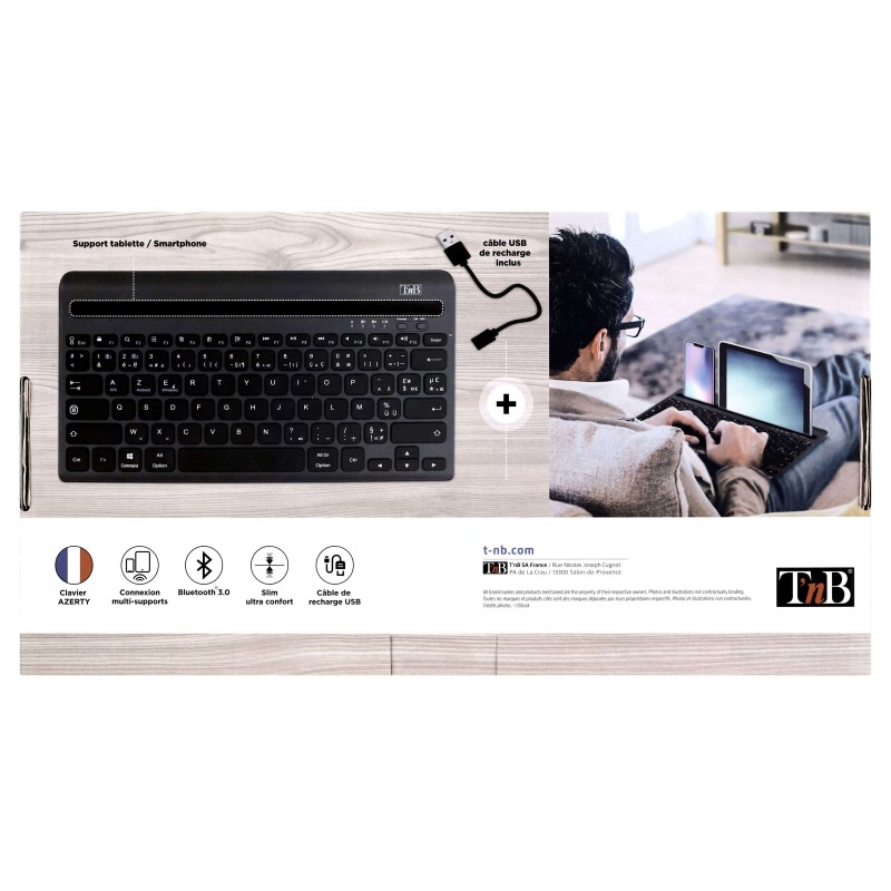 Clavier Bluetooth T'nB multi-device (tablette, smartphone et ordinateur)