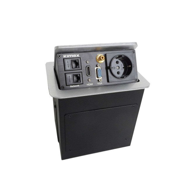Flush-mounted table box 2xRJ45, VGA, HDMI, VIDEO, 220V socket, Gray