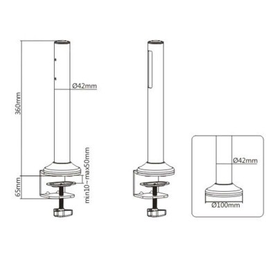 Kit rail de fixation Slatwall, 120cm avec 2 pieds de table