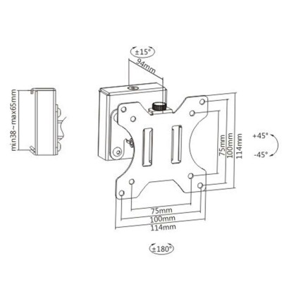 Support moniteur PC 13´´- 27´´ pour rail de fixation Slatwall