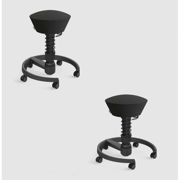 OFFER: Set of 2 dynamic Aeris Swopper faux leather stools (black spring)