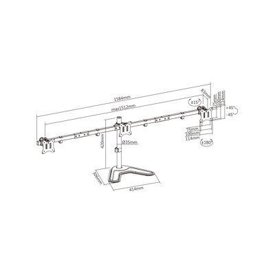 Support de bureau pour 3 écrans moniteurs PC 17''- 32''