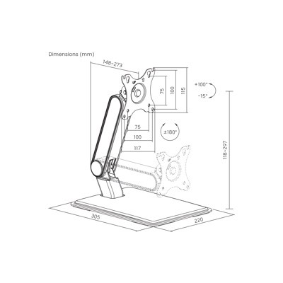 Support ajustable pour 1 écran moniteur PC 17''- 32''